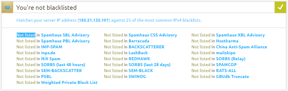 Έλεγχος ύπαρξης του αποστολέα σε κάποιο RBL Blacklist